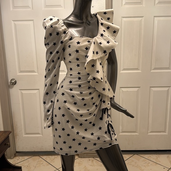 Self-Portrait Black Star White Midi Dress - Picture 15 of 17